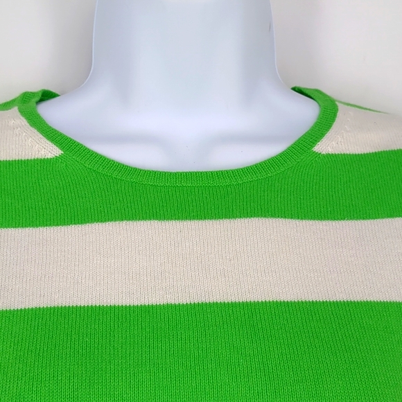Vintage GAP Green White Striped Cashmere Cotton Blend Knit Sweater Size Medium - Picture 3 of 8